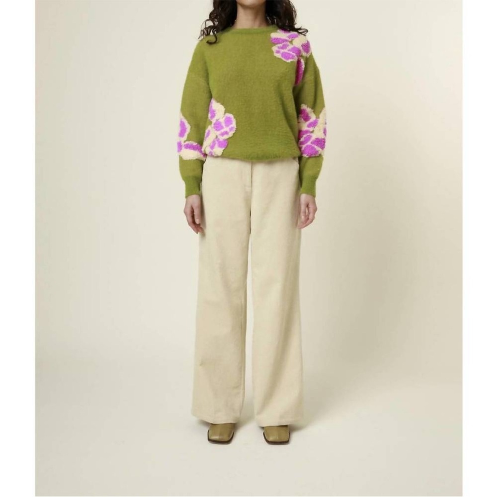NEW FRNCH ulyssia floral sweater in olive